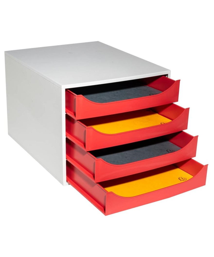 ECOBOX Caisson 4tiroirsOFFICE gris/rouge