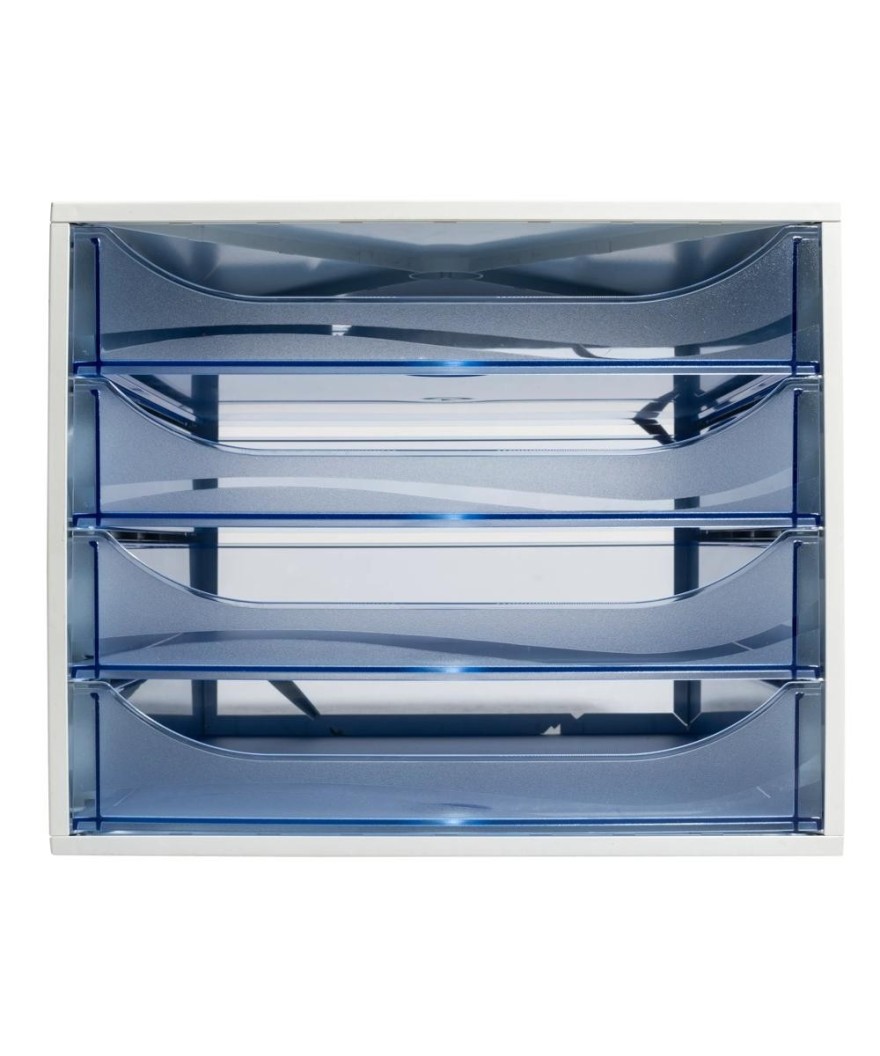 ECOBOX 4 tiroirs gris/bleu glacé transpa