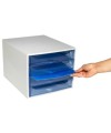 ECOBOX 4 tiroirs gris/bleu glacé transpa
