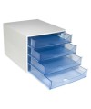 ECOBOX 4 tiroirs gris/bleu glacé transpa