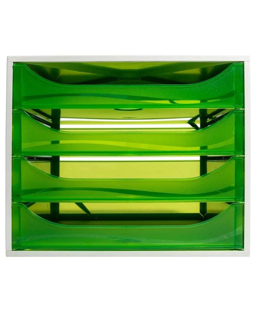 ECOBOX 4 tiroirs gris/vert pomme transpa