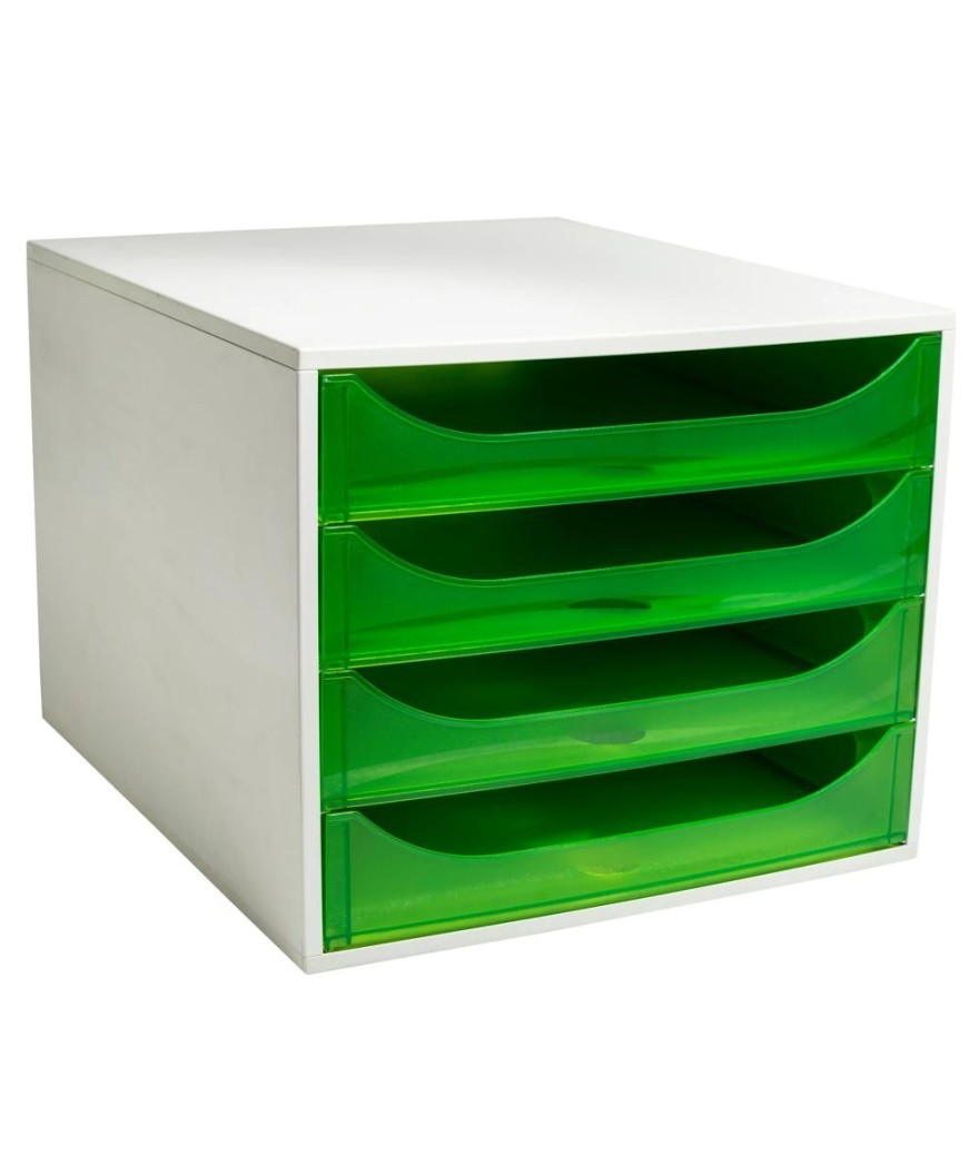 ECOBOX 4 tiroirs gris/vert pomme transpa