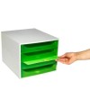 ECOBOX 4 tiroirs gris/vert pomme transpa
