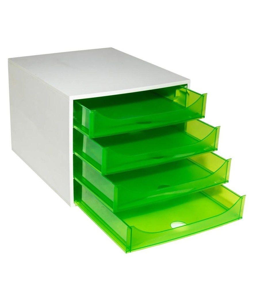 ECOBOX 4 tiroirs gris/vert pomme transpa