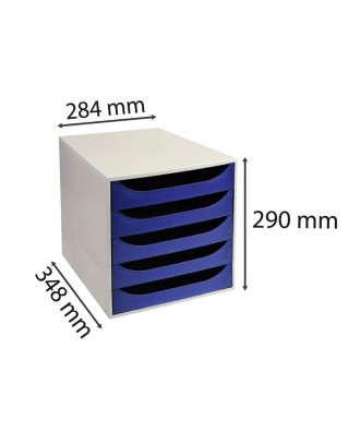 ECOBOX+ 5 tiroirs Office gris/bleu nuit