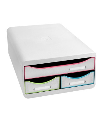 SMALL-BOX MINI 3 tiroirs blanc/arlequin/