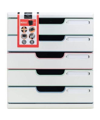 Modulo A4+5tiroirs Aut.Blanc / Coul.ass