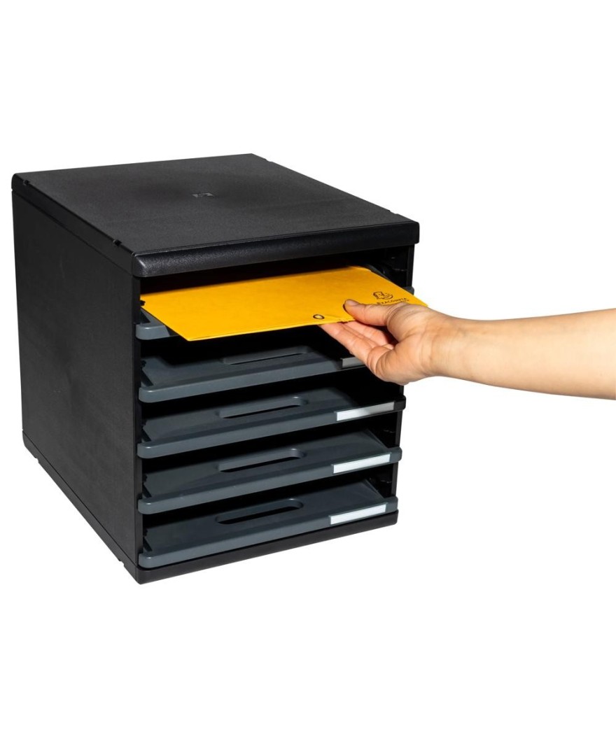 MODULO A4 - 5 tiroirs ouverts ECO noir/g