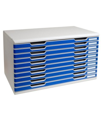 MODULO A3+ 10 tiroirs gris lumière/bleu