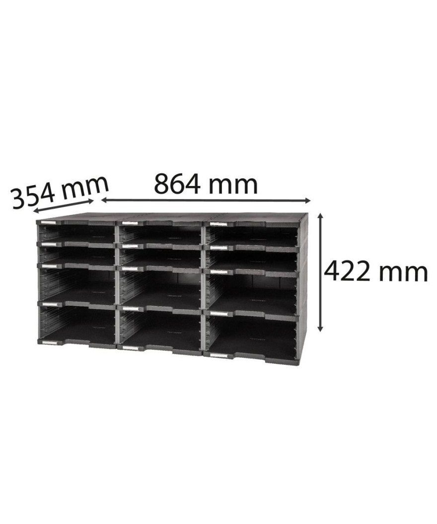 MODULODOC 12 cases vides noir/gris souri