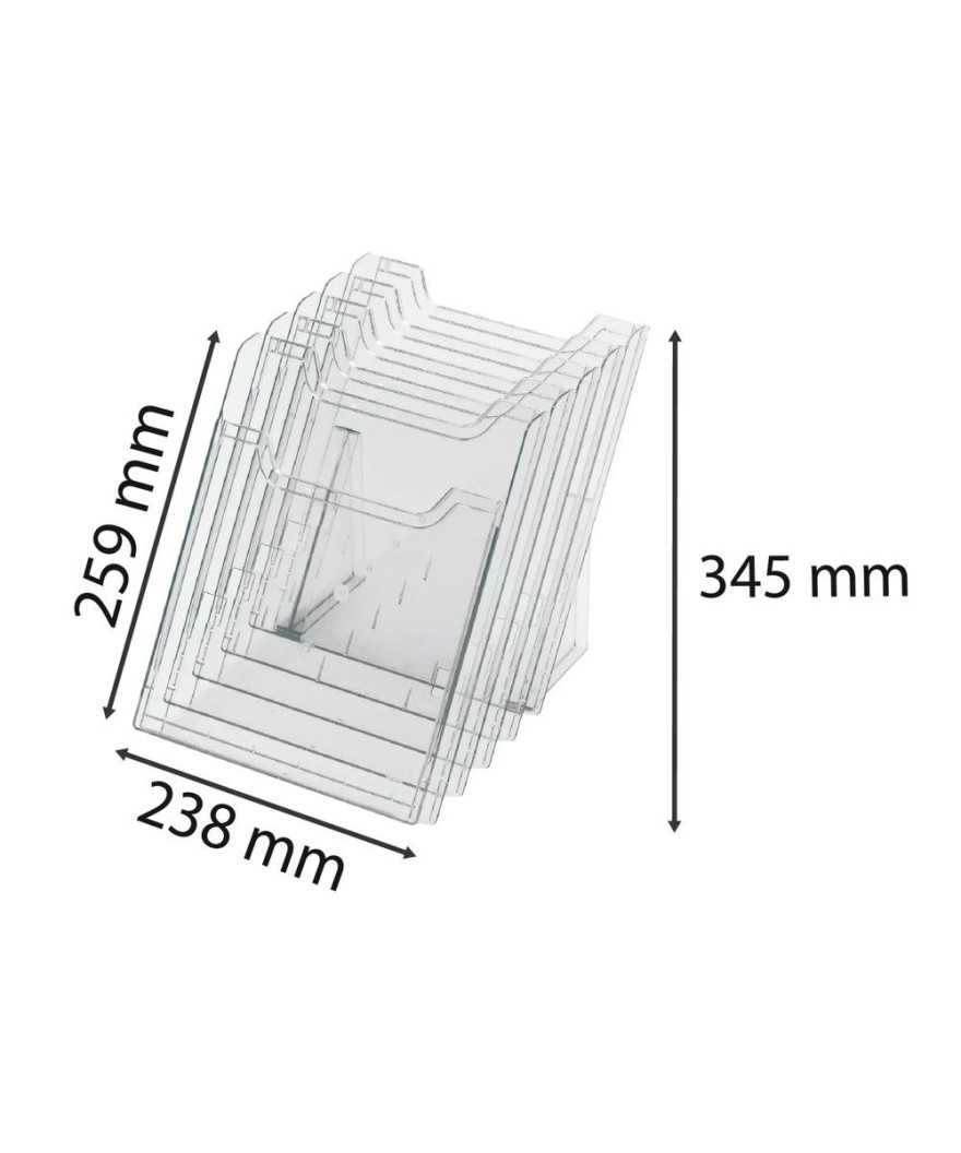 Présentoir 5 cases A4 vertical cristal