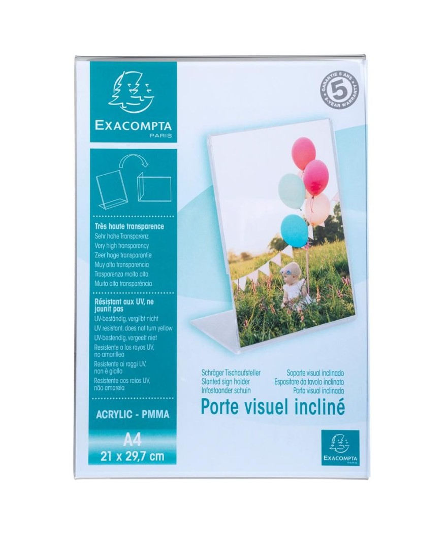 Porte-visuel incliné A4 cristal