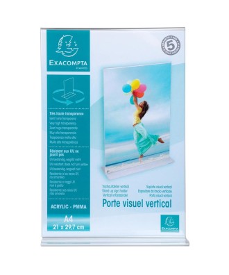 Porte-visuel droit vertical A4 cristal