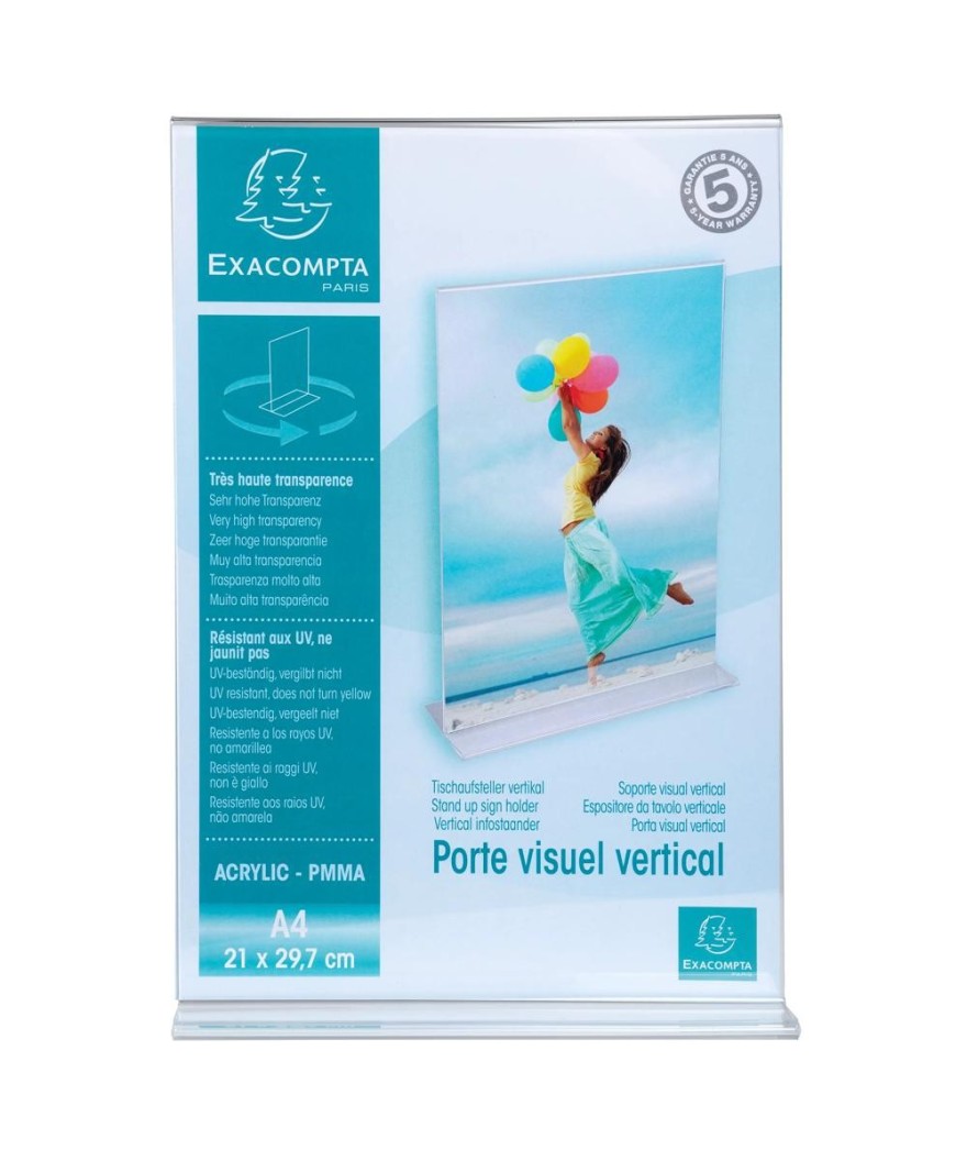 Porte-visuel droit vertical A4 cristal