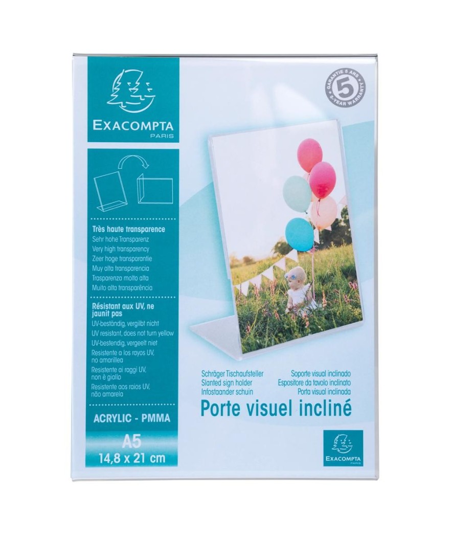 Porte-visuel incliné A5 cristal