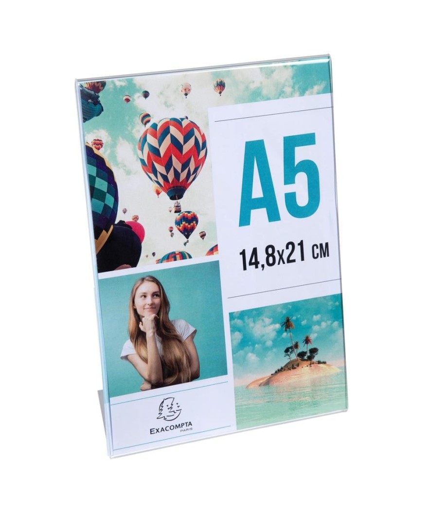 Porte-visuel incliné A5 cristal