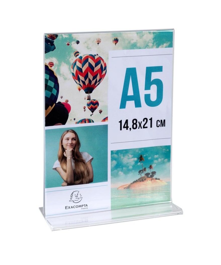 Porte-visuel droit vertical A5 cristal