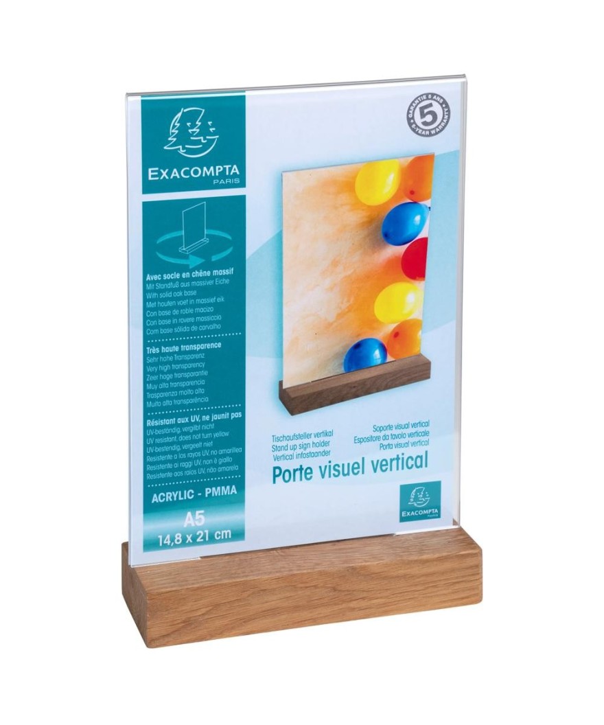 Porte-visuel a. socle en bois A5vertical