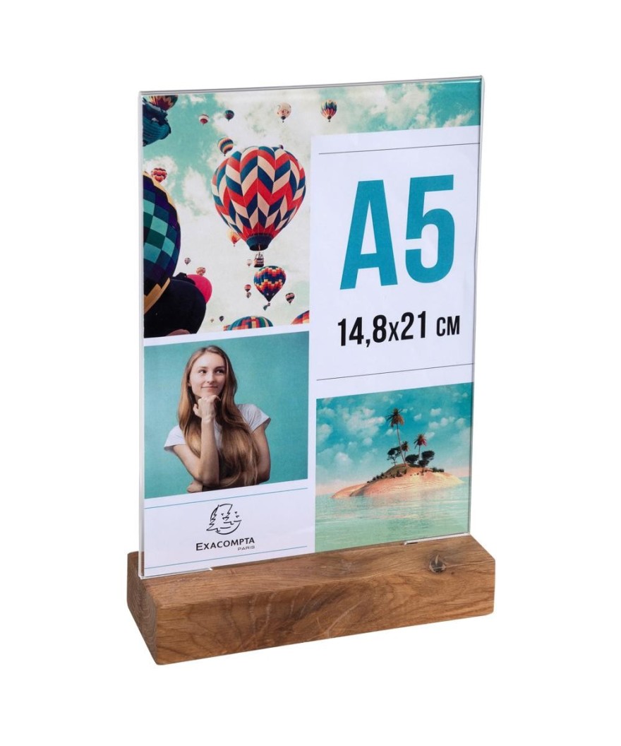 Porte-visuel a. socle en bois A5vertical