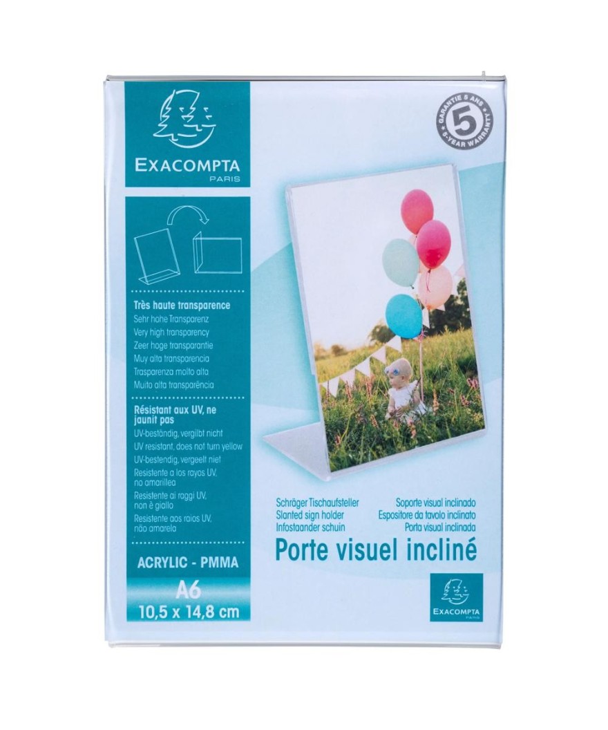 Porte-visuel incliné A6 cristal