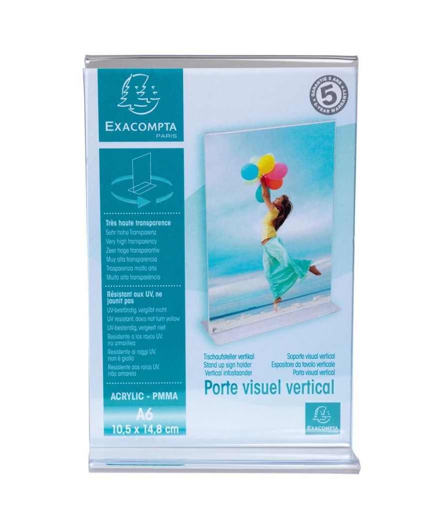 Porte-visuel droit vertical A6 cristal