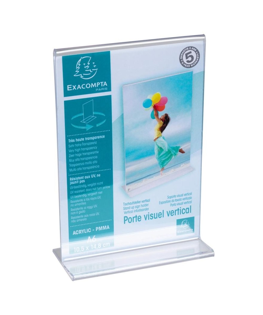 Porte-visuel droit vertical A6 cristal