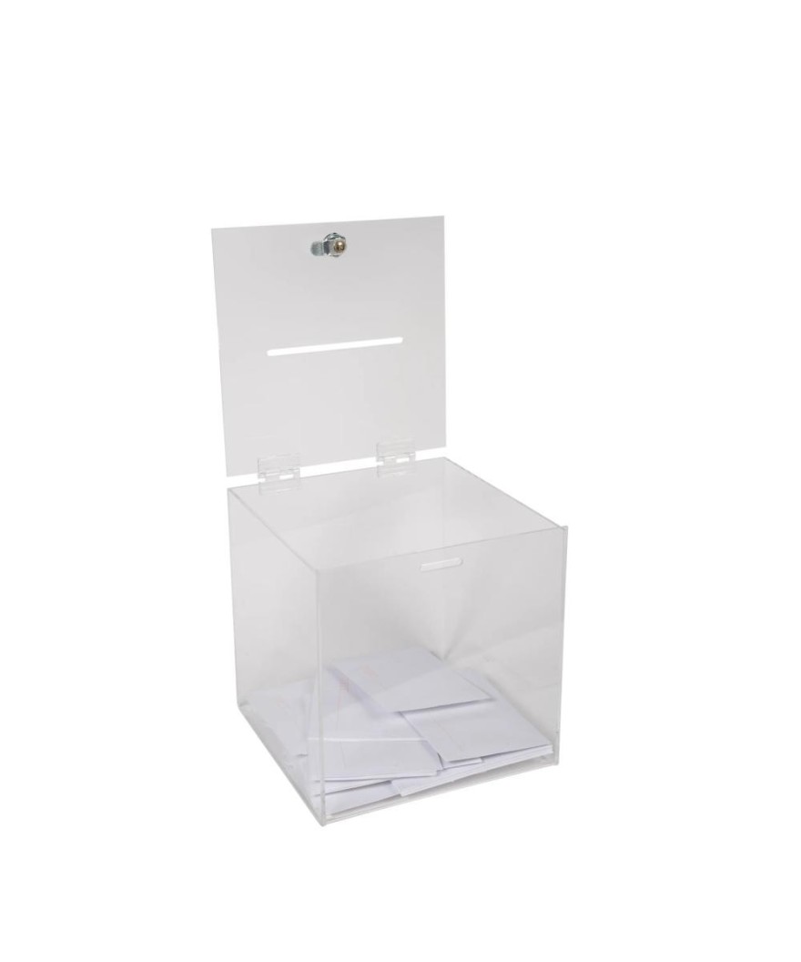 Urne trans. couvercle fermant à clé 25cm
