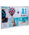 Cadre mural aluminium A1 alu/cristal