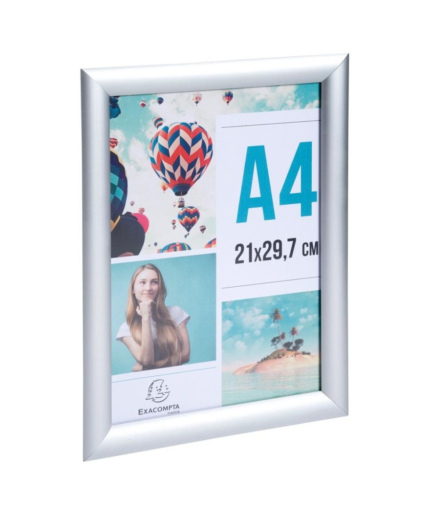Cadre mural aluminium A4 alu/cristal