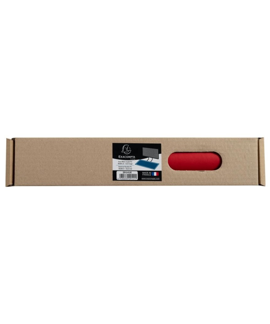 Sous-main souple PU 40x80cm noir/rouge