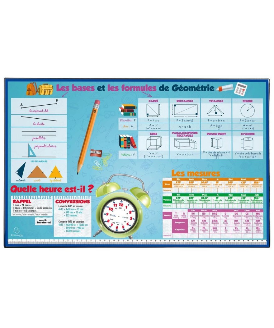 Sous-main rigide PVC 37,5x57,5cm Maths
