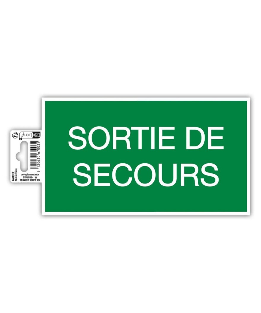 Panneau adhésif Issue de secours 20cm FR