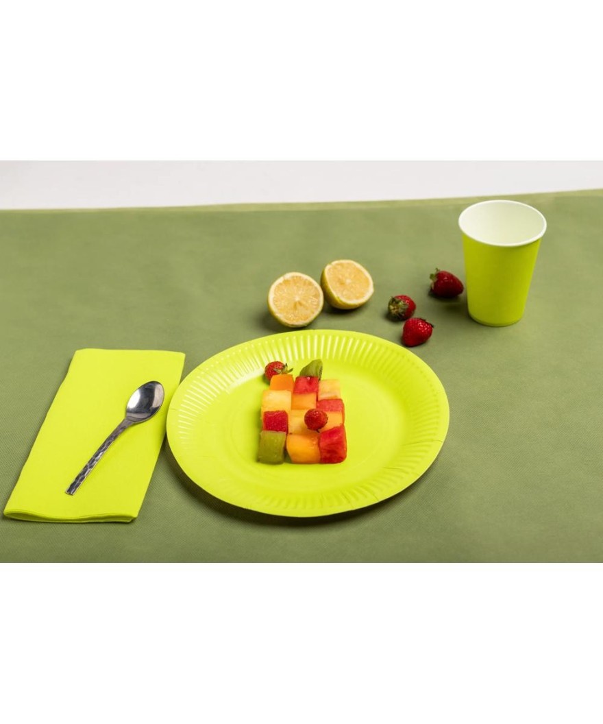 20 Assiettes carton rond Ø23cm Vert kiwi