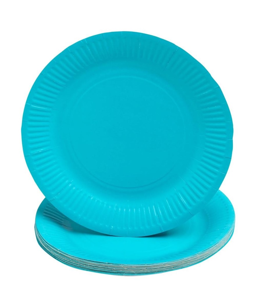 20 Assiettes carton rond Ø23cm Turquoise