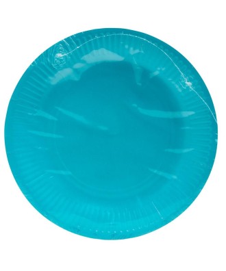 20 Assiettes carton rond Ø23cm Turquoise