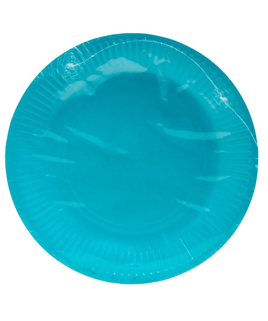 20 Assiettes carton rond Ø23cm Turquoise