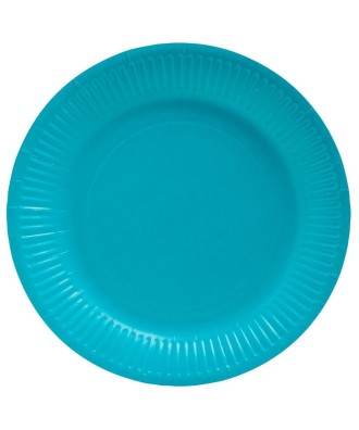20 Assiettes carton rond Ø23cm Turquoise