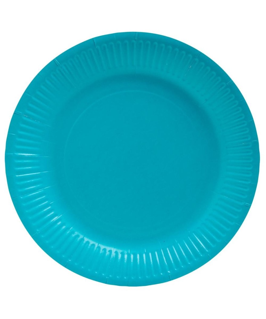20 Assiettes carton rond Ø23cm Turquoise