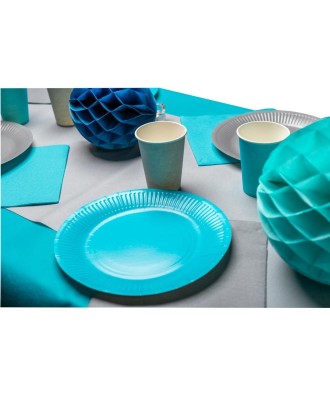 20 Assiettes carton rond Ø23cm Turquoise