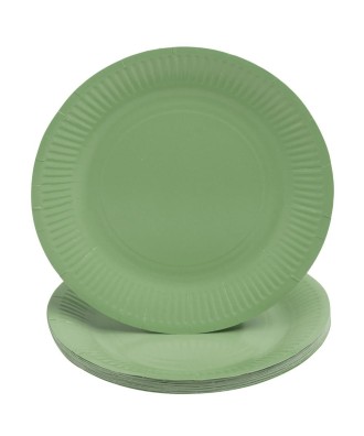 20 Assiettes, carton rond Ø 23 cm Vert O