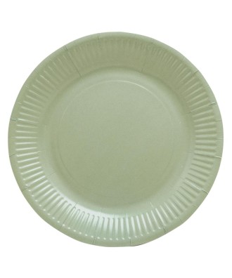 20 Assiettes, carton rond Ø 23 cm Vert O