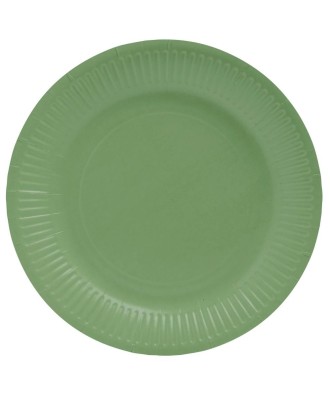 20 Assiettes, carton rond Ø 23 cm Vert O