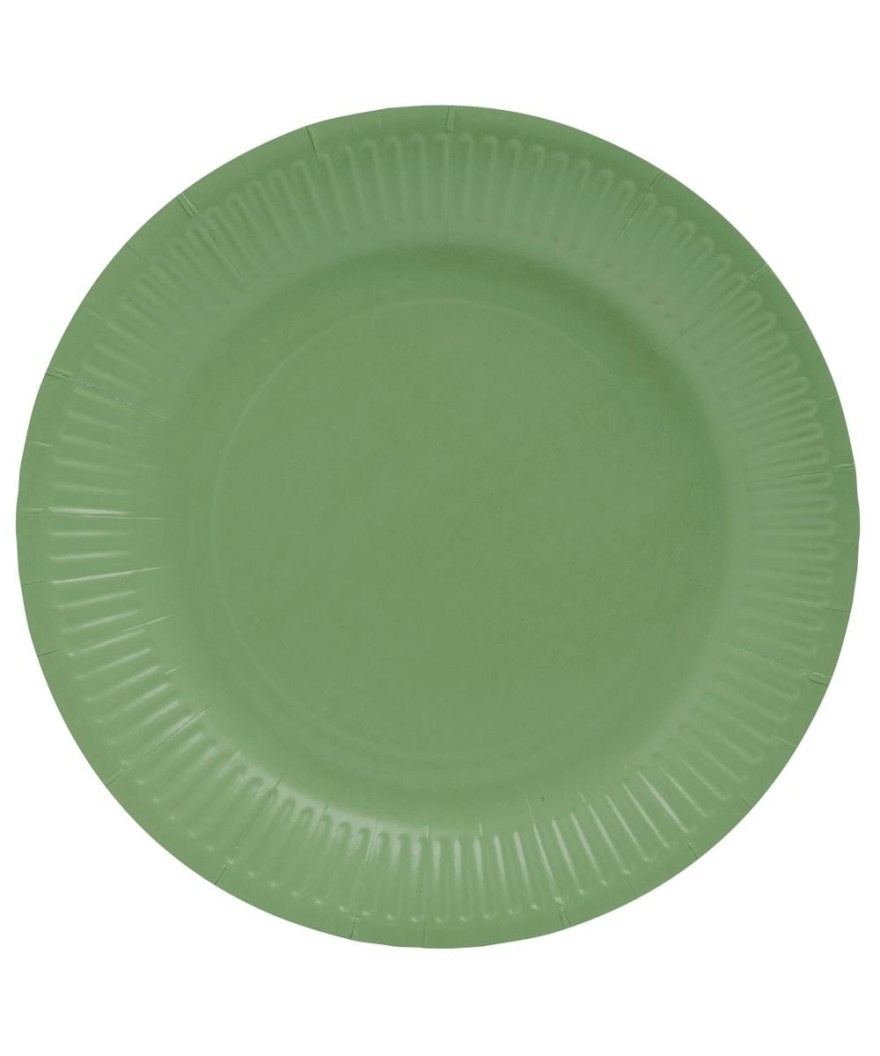 20 Assiettes, carton rond Ø 23 cm Vert O