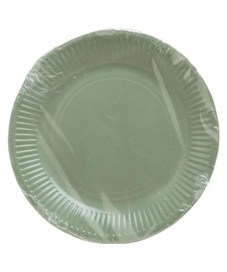 20 Assiettes, carton rond Ø 23 cm Vert O
