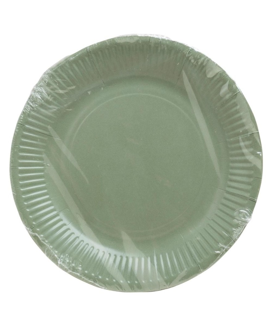 20 Assiettes, carton rond Ø 23 cm Vert O