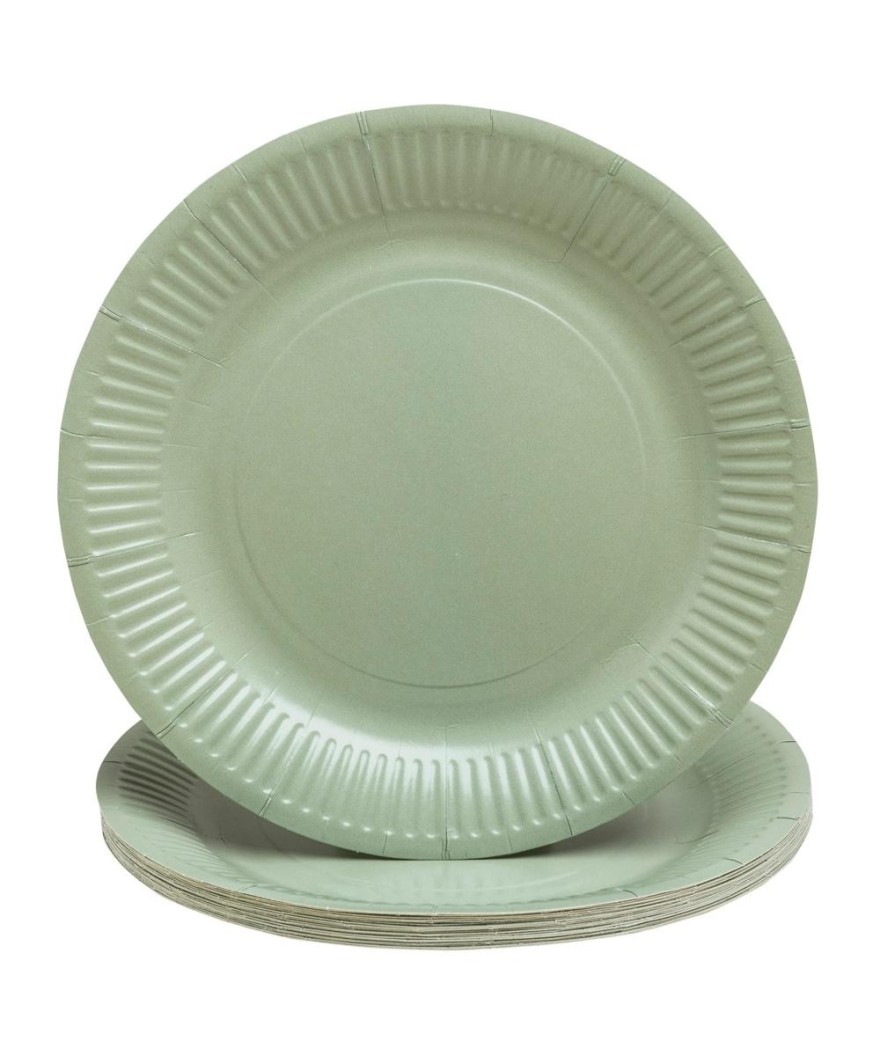 20 Assiettes, carton rond Ø 23 cm Vert O