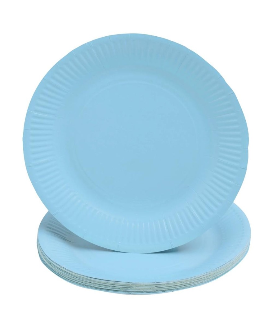 20 Assiettes, carton rond Ø 23 cm Bleu c