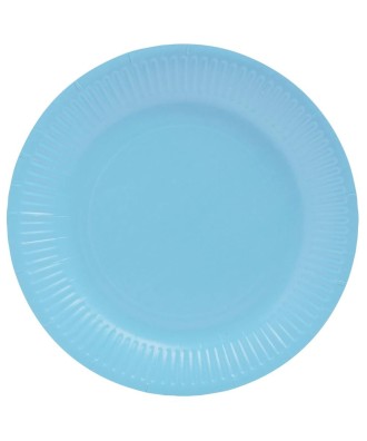 20 Assiettes, carton rond Ø 23 cm Bleu c