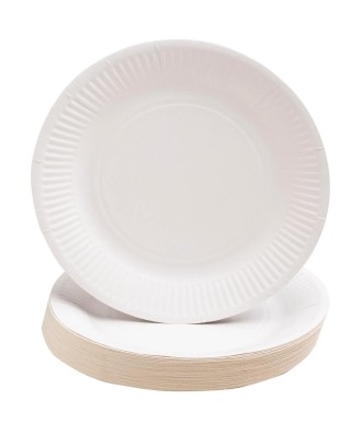 50 Assiettes, carton rond Ø 23 cm Blanc