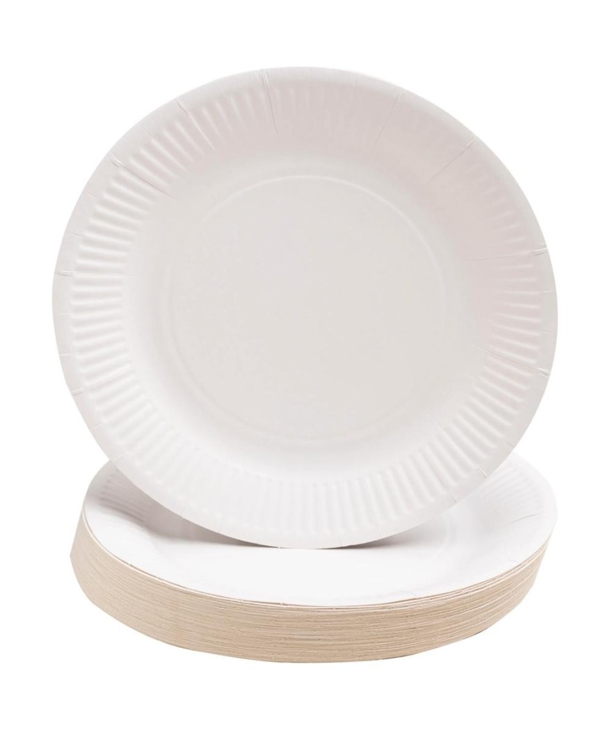 50 Assiettes, carton rond Ø 23 cm Blanc